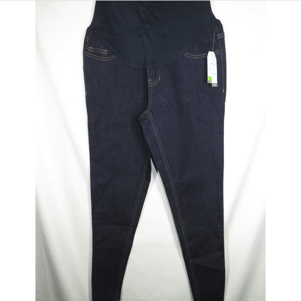 Time & Tru Maternity dark denim belly band pull on skinny jeans. Size XS(0-2)
